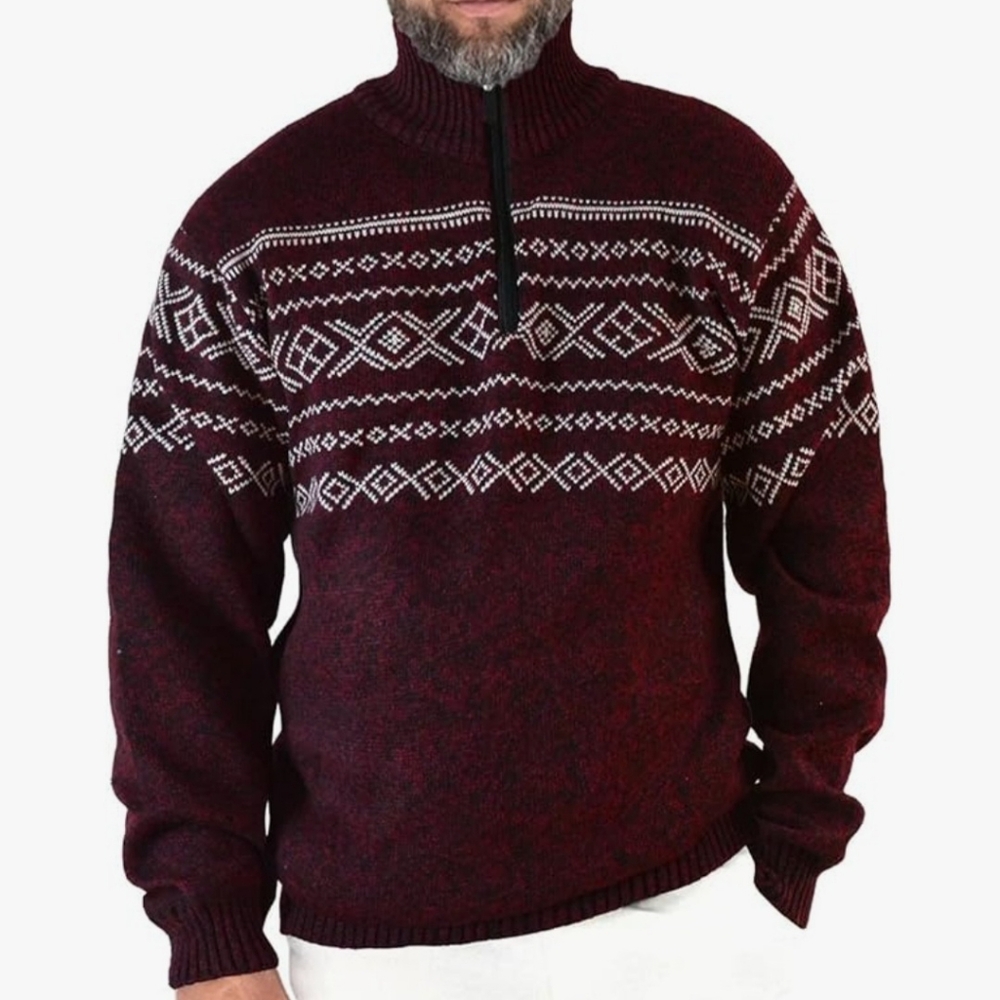 Men's Soft Quarter Zip Sweater Burgandy Color Small